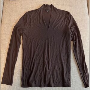 Talbots Deep V-Neck Stretch Top – Brown – XS